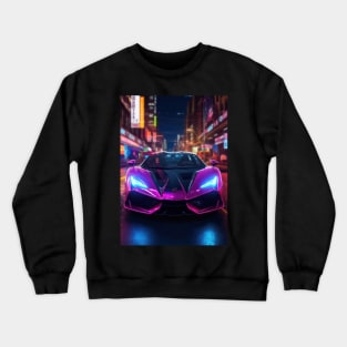 Asian Neon City Sports Car Crewneck Sweatshirt